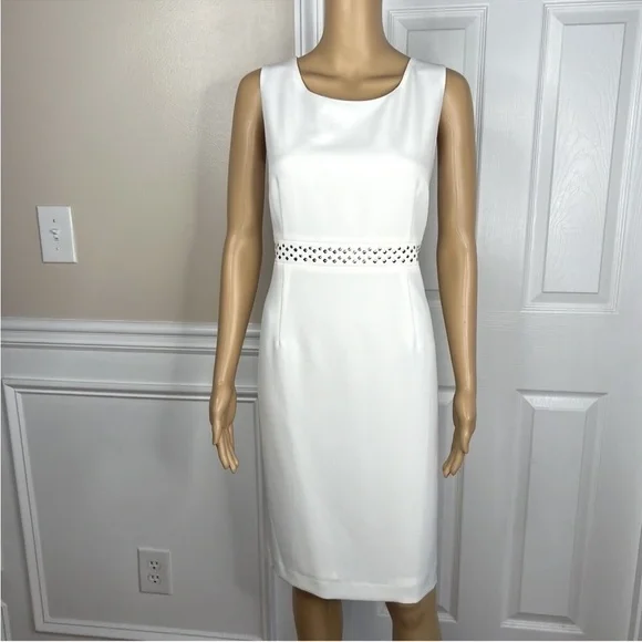 Kasper Sleeveless Studded Sheath Dress Size 6 Off-White - Picture 7 of 9
